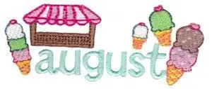 August Ice Cream Embroidery Design Express Delivery