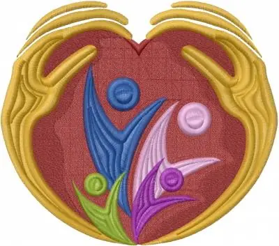 Factory Price Family Heart Embroidery Design