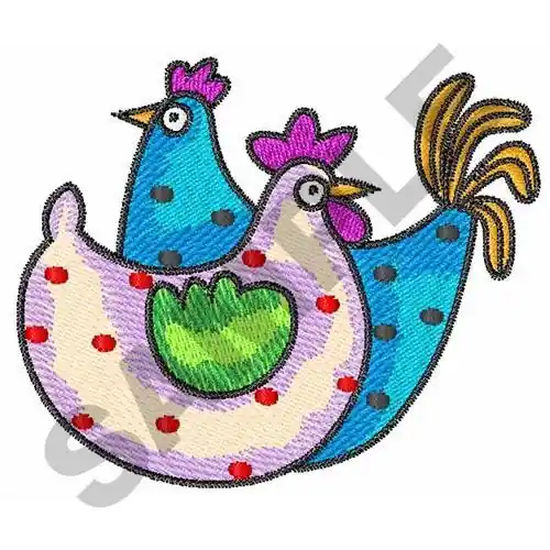 Bulk Order PAIR OF CHICKENS Embroidery Design