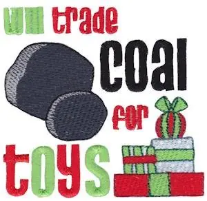 Seasonal Sale Coal For Toys Embroidery Design