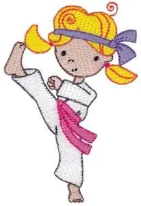 Affordable Karate Girl Kick Embroidery Design