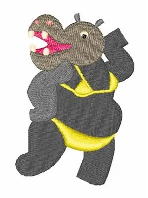 Grab Now Bikini Hippo Embroidery Design