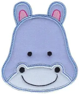Original Hippo Face Applique Embroidery Design