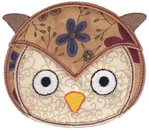 Owl Face Applique Embroidery Design Deal