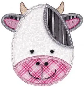 Authentic Cow Face Applique Embroidery Design