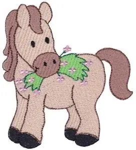 Time-Limited Horse Eating Grass Embroidery Design