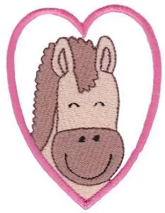 Worldwide Shipping Horse Head Heart Embroidery Design