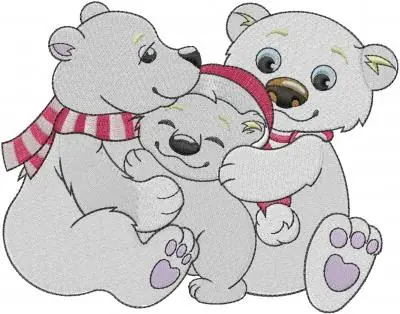 Bear Family Embroidery Design Place Order