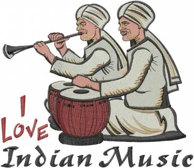 I Love Indian Music Embroidery Design Last Chance