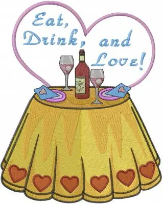 Crafted Eat Drink and Love Embroidery Design