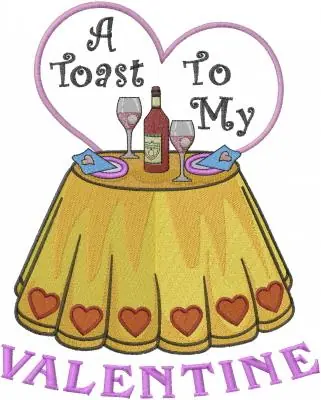 Handmade Toast To My Valentine Embroidery Design