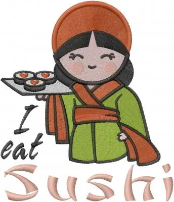 I Eat Sushi Embroidery Design Price Drop