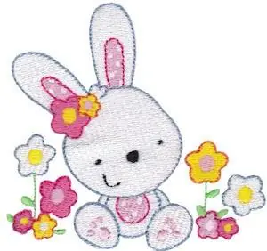 Order Now Flower Rabbit Embroidery Design